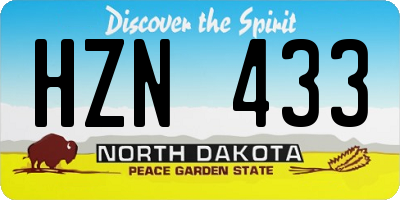ND license plate HZN433