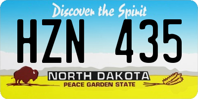 ND license plate HZN435