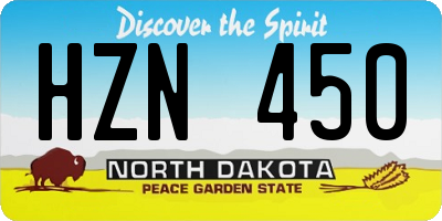 ND license plate HZN450