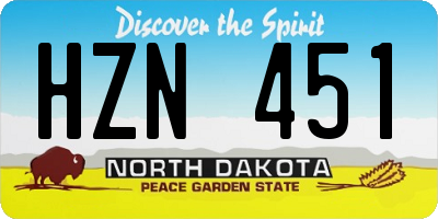 ND license plate HZN451