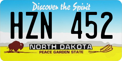 ND license plate HZN452