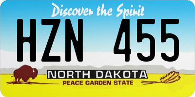 ND license plate HZN455