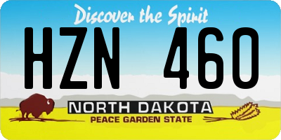 ND license plate HZN460