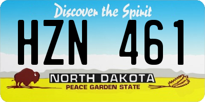 ND license plate HZN461