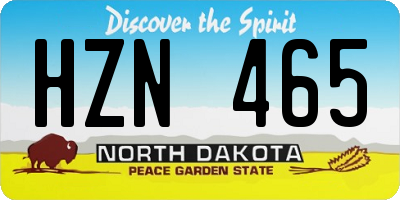 ND license plate HZN465