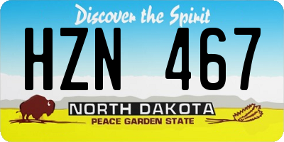 ND license plate HZN467