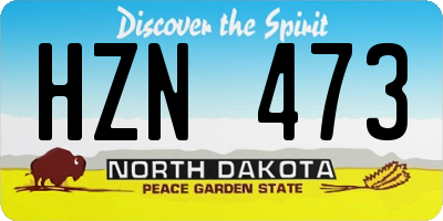 ND license plate HZN473
