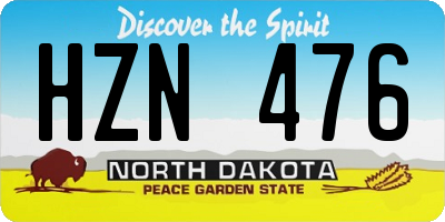 ND license plate HZN476