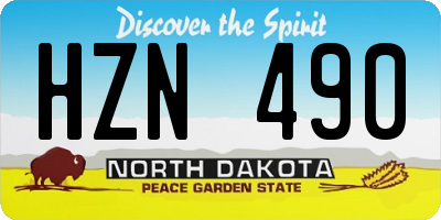 ND license plate HZN490