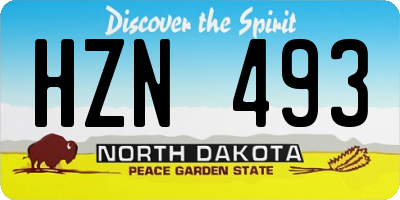 ND license plate HZN493