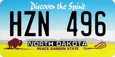 ND license plate HZN496