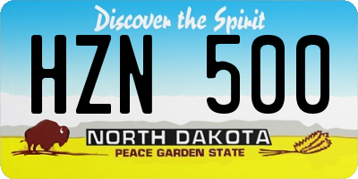 ND license plate HZN500