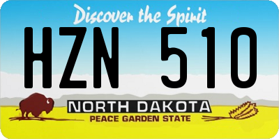 ND license plate HZN510