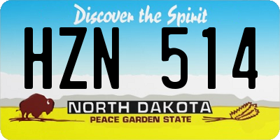 ND license plate HZN514