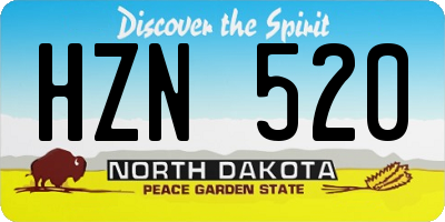 ND license plate HZN520