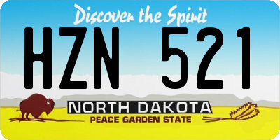 ND license plate HZN521