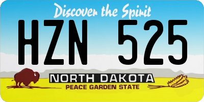 ND license plate HZN525