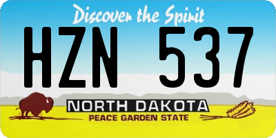 ND license plate HZN537
