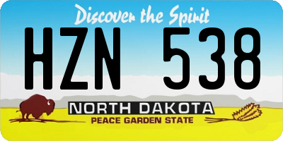 ND license plate HZN538