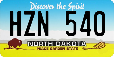 ND license plate HZN540