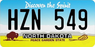 ND license plate HZN549