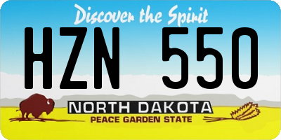 ND license plate HZN550