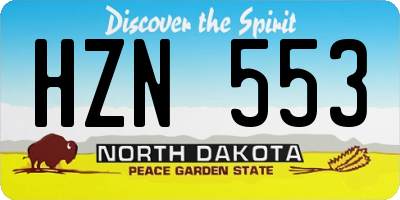 ND license plate HZN553
