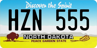 ND license plate HZN555