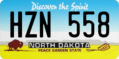 ND license plate HZN558
