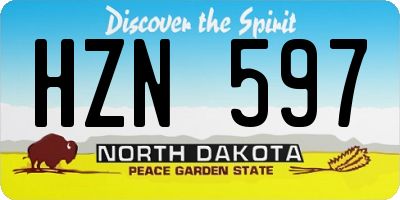 ND license plate HZN597