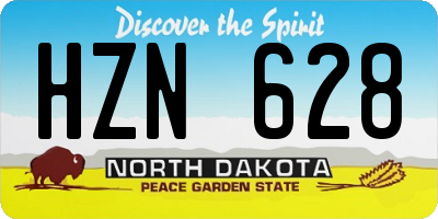ND license plate HZN628