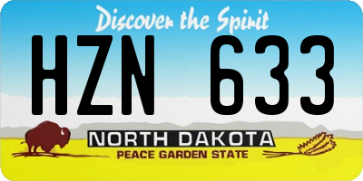 ND license plate HZN633