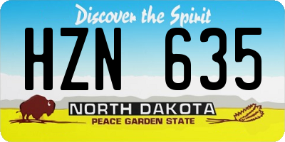 ND license plate HZN635