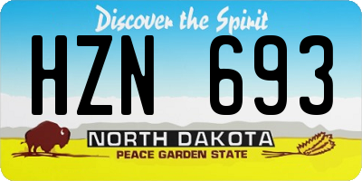ND license plate HZN693