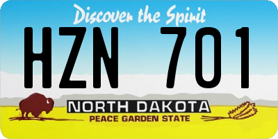 ND license plate HZN701