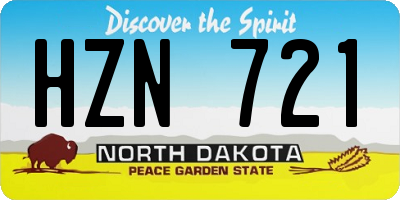 ND license plate HZN721