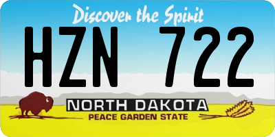 ND license plate HZN722