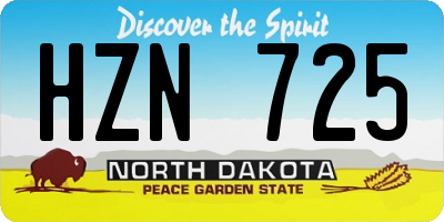 ND license plate HZN725