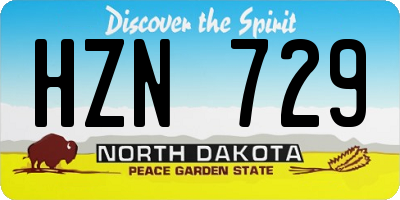 ND license plate HZN729