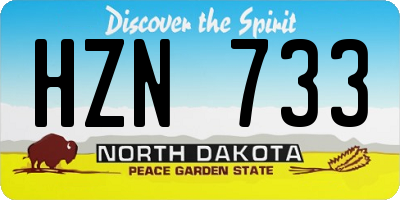 ND license plate HZN733