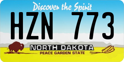 ND license plate HZN773