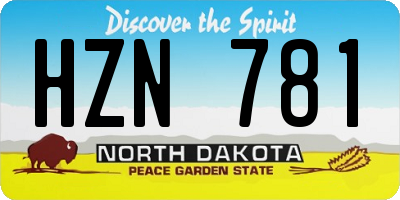 ND license plate HZN781