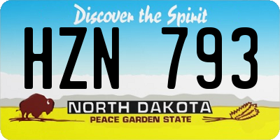 ND license plate HZN793