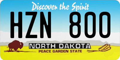 ND license plate HZN800