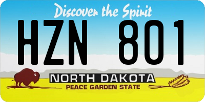 ND license plate HZN801