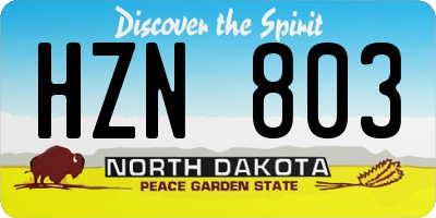 ND license plate HZN803