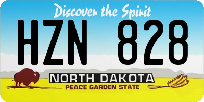 ND license plate HZN828