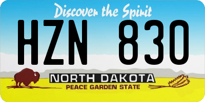 ND license plate HZN830
