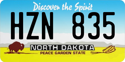 ND license plate HZN835