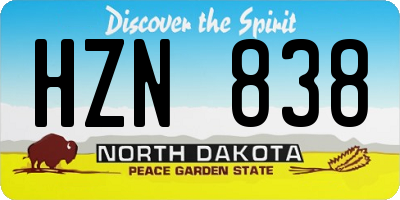 ND license plate HZN838